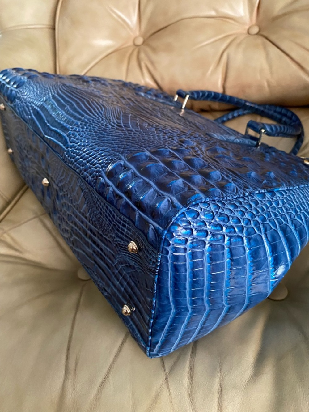 LKNW Brahmin LARGE Finley Carryall Bluebonnet? Melbourne Leather Business Bag - Picture 12 of 16
